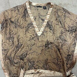 Y2k New York & Co Sheer Floral Sequin Kimono Top Fairy Grunge Whimsigoth XS